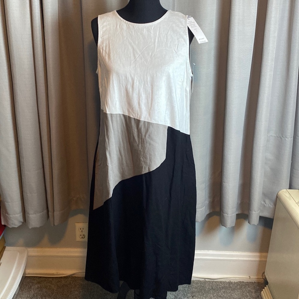 For Cynthia Women’s Linen Maxi Dress Colorblocked sz L NWT